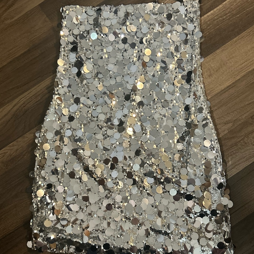 White Fox Boutique Silver Sequin Mini Dress